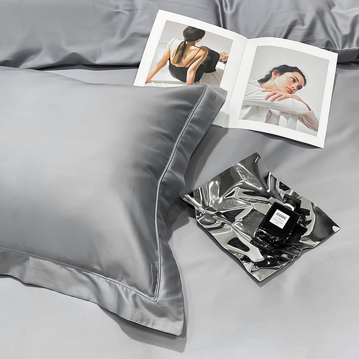 91家纺网 家纺一手货源 找家纺 洽想家 2025新款100支新疆长绒棉纯色埋绳款四件套 高级灰