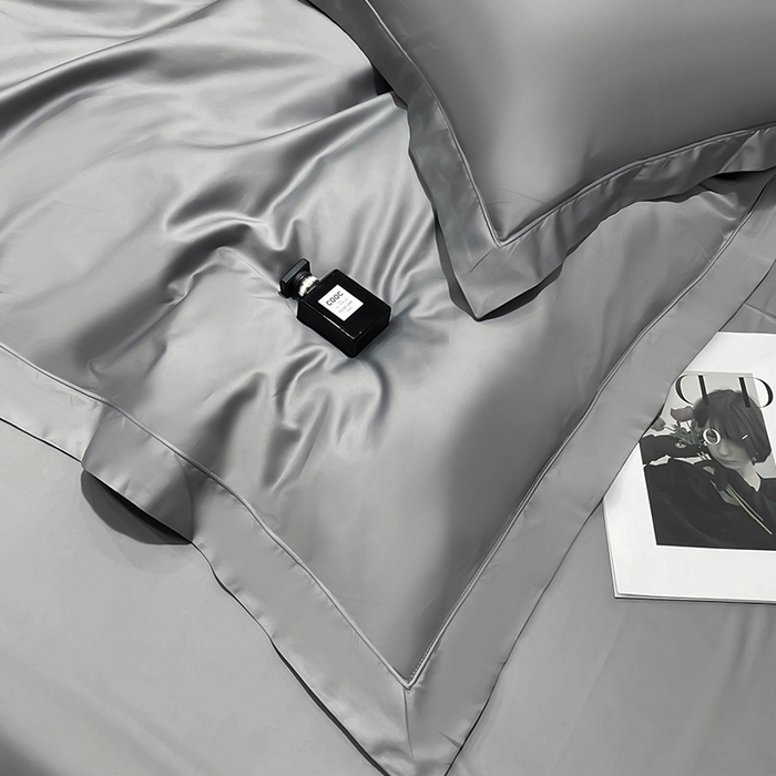 91家纺网 家纺一手货源 找家纺 洽想家 2025新款100支新疆长绒棉纯色埋绳款四件套 高级灰