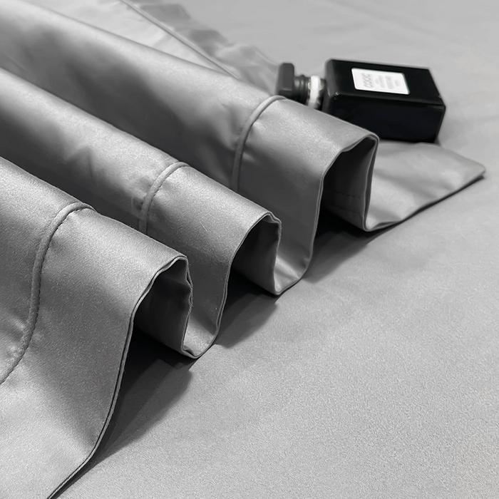 91家纺网 家纺一手货源 找家纺 洽想家 2025新款100支新疆长绒棉纯色埋绳款四件套 高级灰