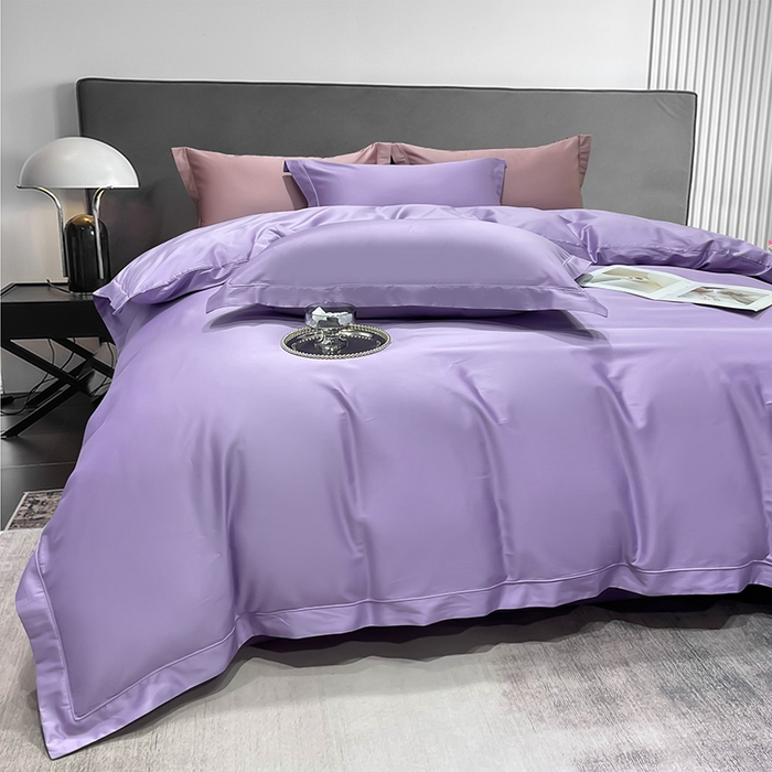 91家纺网 家纺一手货源 找家纺 洽想家 2025新款100支新疆长绒棉纯色埋绳款四件套 罗兰紫