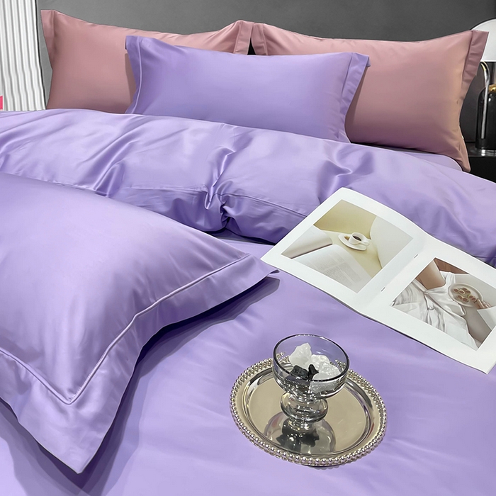 91家纺网 家纺一手货源 找家纺 洽想家 2025新款100支新疆长绒棉纯色埋绳款四件套 罗兰紫