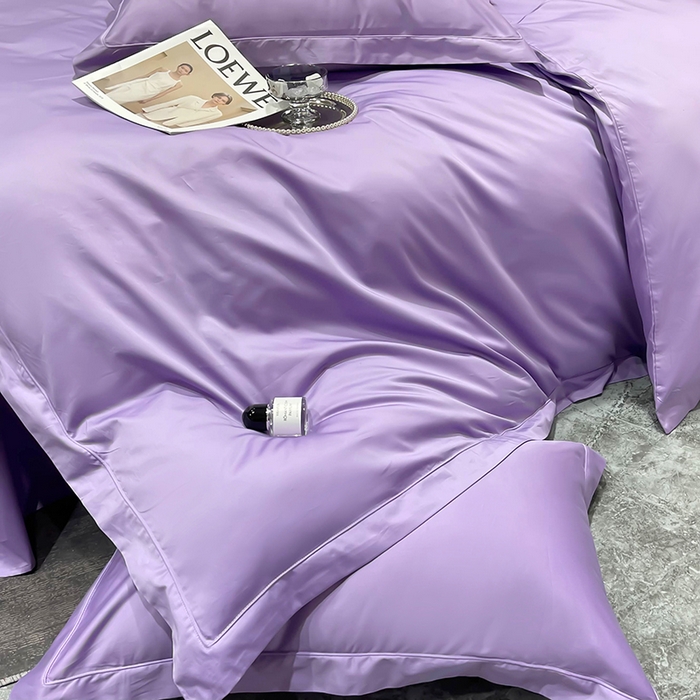 91家纺网 家纺一手货源 找家纺 洽想家 2025新款100支新疆长绒棉纯色埋绳款四件套 罗兰紫