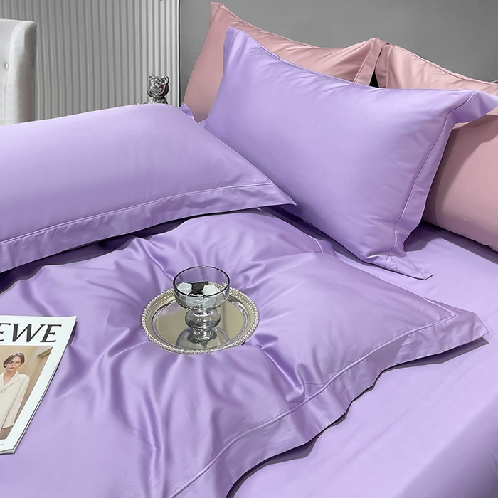 91家纺网 家纺一手货源 找家纺 洽想家 2025新款100支新疆长绒棉纯色埋绳款四件套 罗兰紫