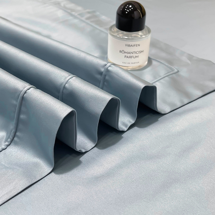 91家纺网 家纺一手货源 找家纺 洽想家 2025新款100支新疆长绒棉纯色埋绳款四件套 浅石蓝