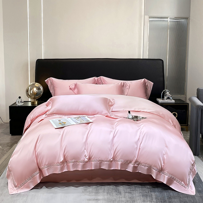 洽想家 2025新款80支天丝镂空瑾系列四件套 瑾-北欧粉