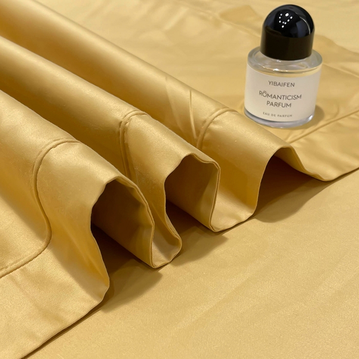 91家纺网 家纺一手货源 找家纺 洽想家 2025新款100支新疆长绒棉纯色埋绳款四件套 拾光-秋月黄