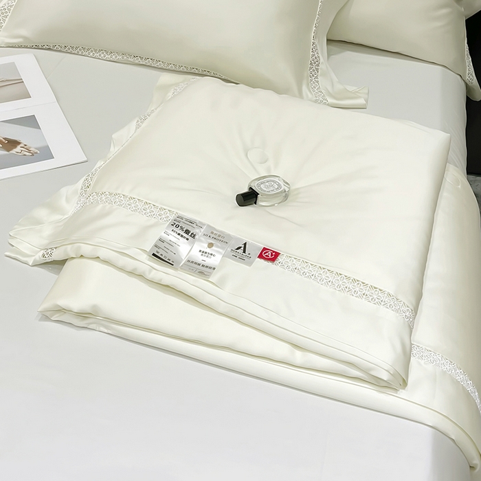 91家纺网 家纺一手货源 找家纺 洽想家 2025新款80支天丝镂空瑾系列四件套 瑾-皓月白