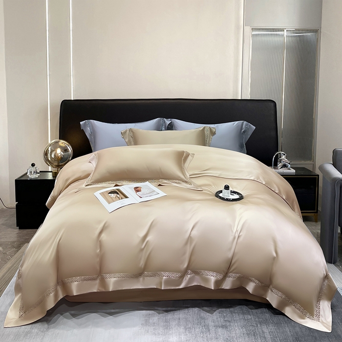 洽想家 2025新款80支天丝镂空瑾系列四件套 瑾-米咖棕