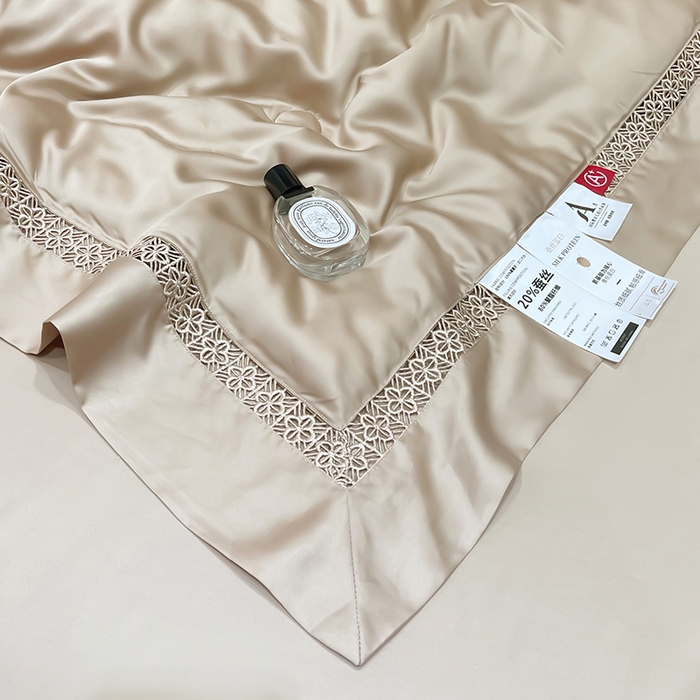 91家纺网 家纺一手货源 找家纺 洽想家 2025新款80支天丝镂空瑾系列四件套 瑾-米咖棕