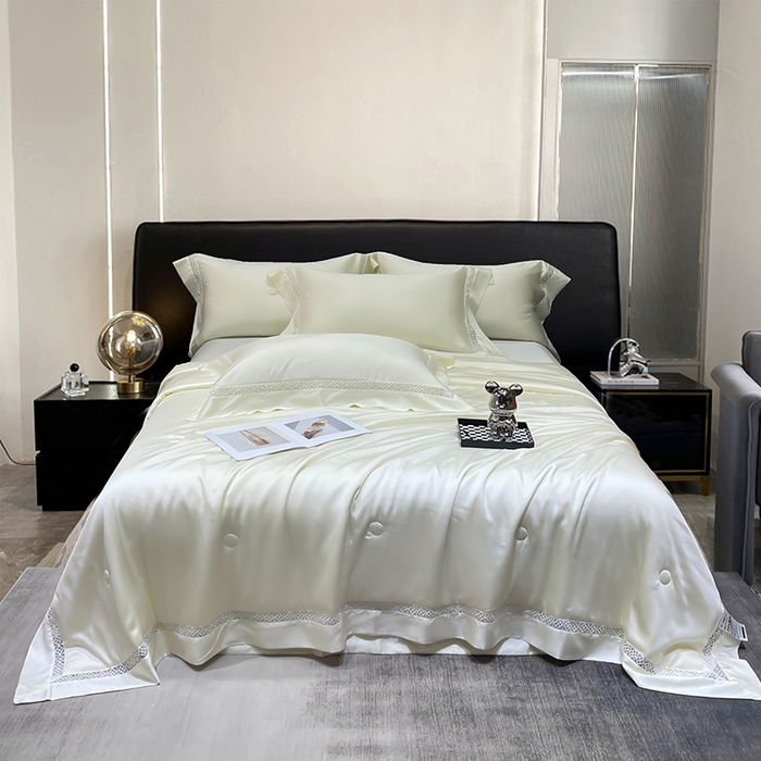 洽想家 2025新款80支天丝镂空瑾系列夏被四件套 瑾-皓月白
