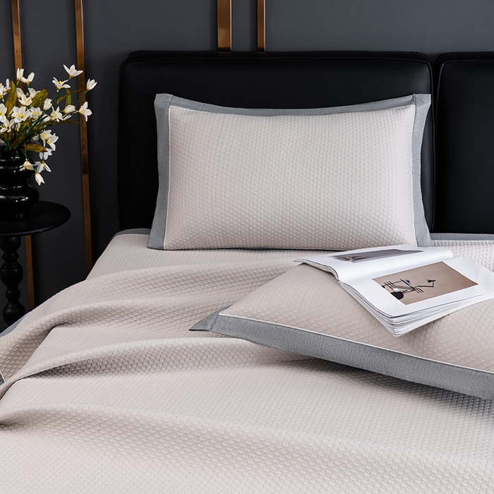 91家纺网 家纺一手货源 找家纺 （总）小牛席业 2025经典款-千鸟格冷感豆豆席系列 床席款凉枕套凉枕套冰丝枕套藤枕套冰藤枕套冰丝枕套竹枕套凉席枕套豆豆枕 