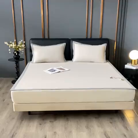 91家纺网 家纺一手货源 找家纺 （总）小牛席业 2025经典款-千鸟格冷感豆豆席系列 床席款凉枕套凉枕套冰丝枕套藤枕套冰藤枕套冰丝枕套竹枕套凉席枕套豆豆枕 