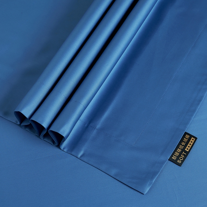 91家纺网 家纺一手货源 找家纺 洽想家 2025新款100支新疆长绒棉纯色双拼四件套 巴黎蓝-