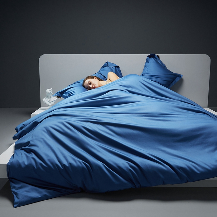 91家纺网 家纺一手货源 找家纺 洽想家 2025新款100支新疆长绒棉纯色双拼四件套 巴黎蓝-