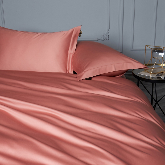 91家纺网 家纺一手货源 找家纺 洽想家 2025新款100支新疆长绒棉纯色双拼四件套 丹青桔-