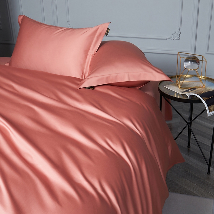 91家纺网 家纺一手货源 找家纺 洽想家 2025新款100支新疆长绒棉纯色双拼四件套 丹青桔-