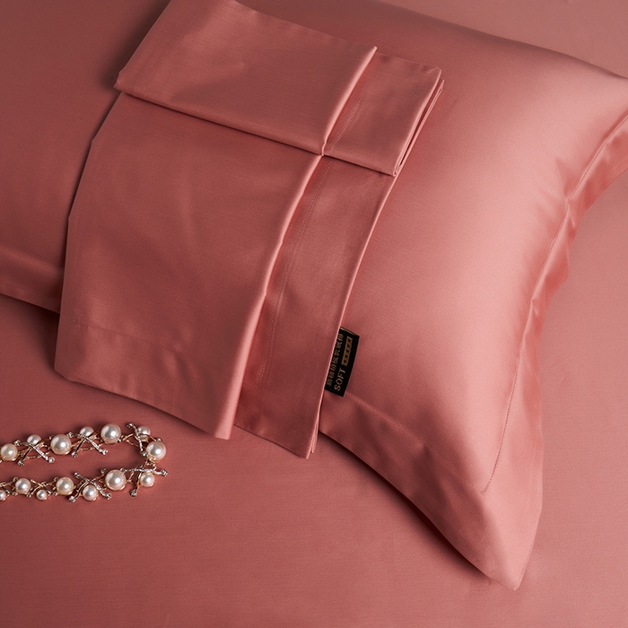 91家纺网 家纺一手货源 找家纺 洽想家 2025新款100支新疆长绒棉纯色双拼四件套 丹青桔-