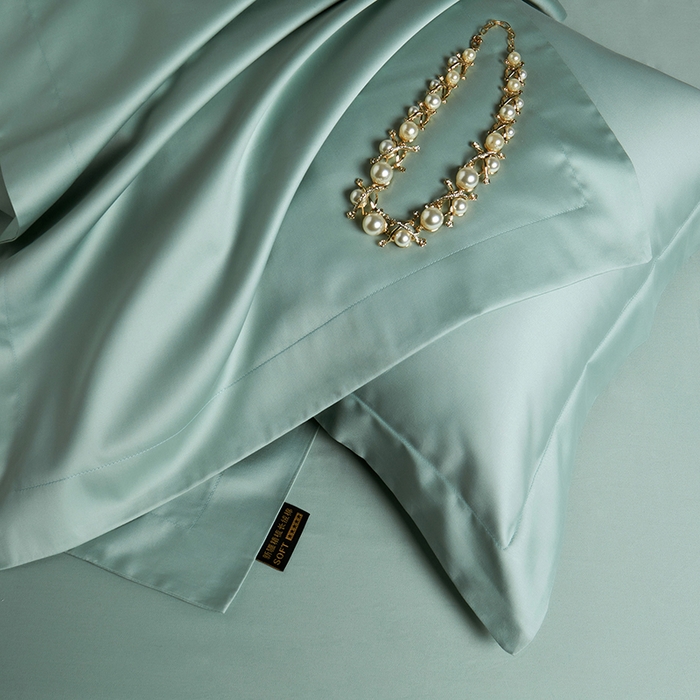 91家纺网 家纺一手货源 找家纺 洽想家 2025新款100支新疆长绒棉纯色双拼四件套 丹青绿-