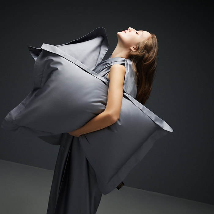 91家纺网 家纺一手货源 找家纺 洽想家 2025新款100支新疆长绒棉纯色双拼四件套 帝王灰-