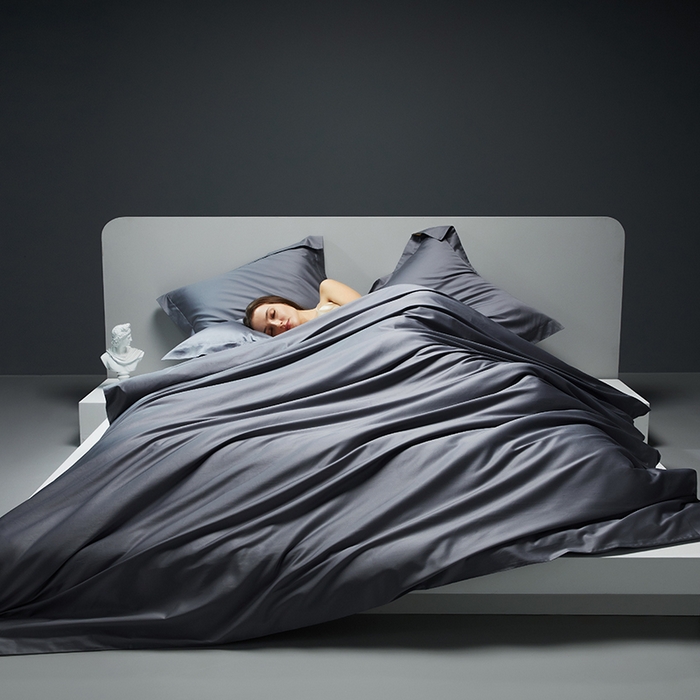 91家纺网 家纺一手货源 找家纺 洽想家 2025新款100支新疆长绒棉纯色双拼四件套 帝王灰-