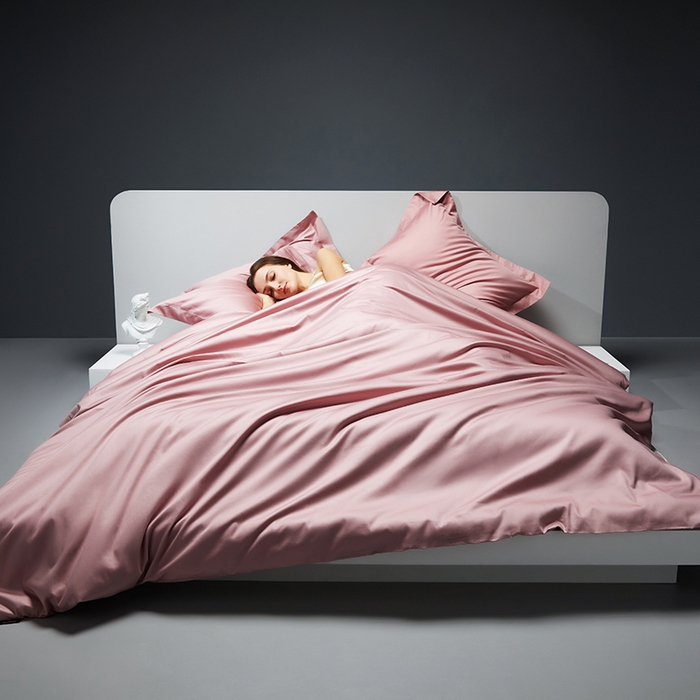 91家纺网 家纺一手货源 找家纺 洽想家 2025新款100支新疆长绒棉纯色双拼四件套 豆沙粉-