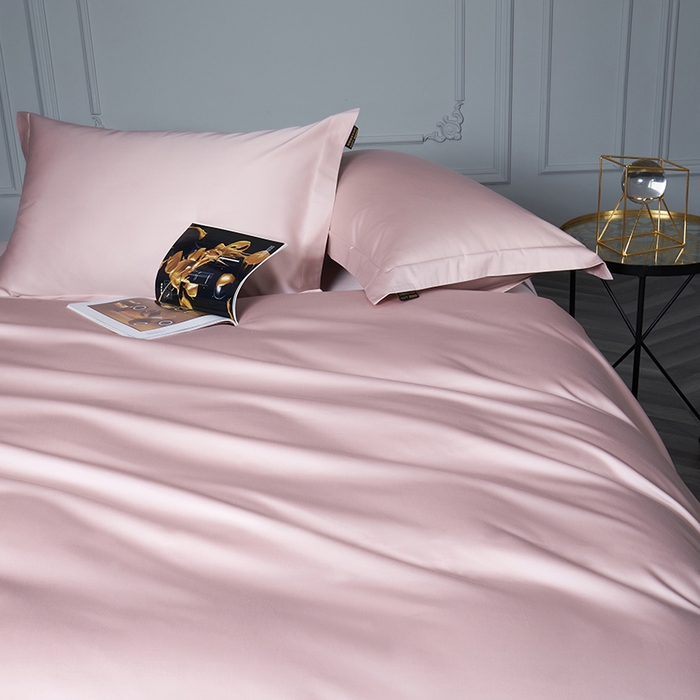 91家纺网 家纺一手货源 找家纺 洽想家 2025新款100支新疆长绒棉纯色双拼四件套 豆沙粉-