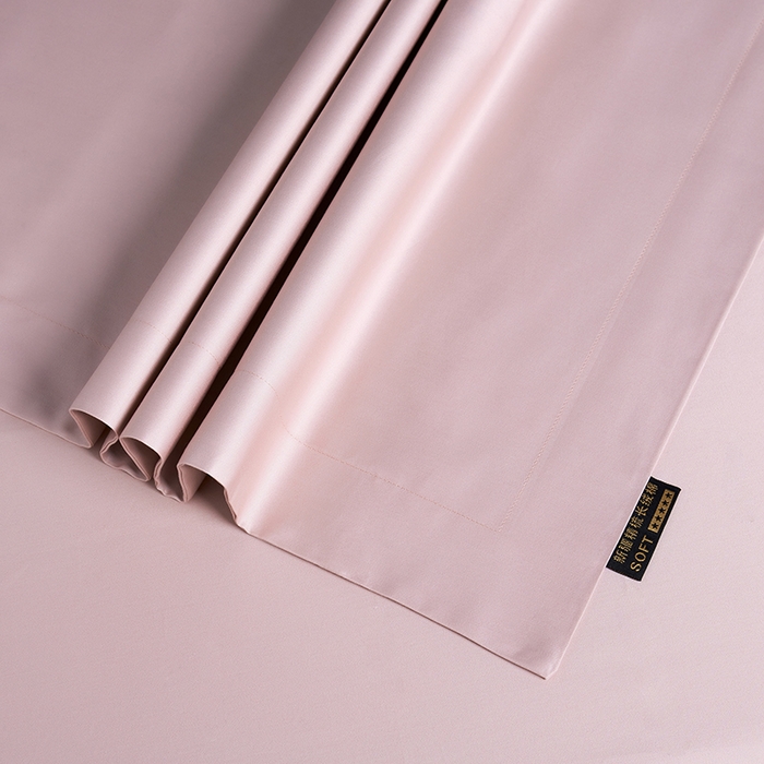 91家纺网 家纺一手货源 找家纺 洽想家 2025新款100支新疆长绒棉纯色双拼四件套 豆沙粉-