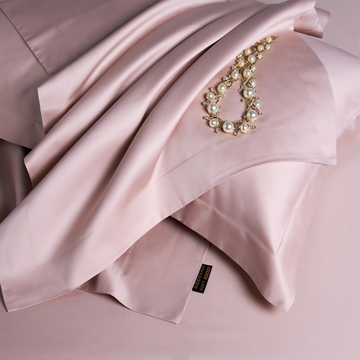 91家纺网 家纺一手货源 找家纺 洽想家 2025新款100支新疆长绒棉纯色双拼四件套 豆沙粉-