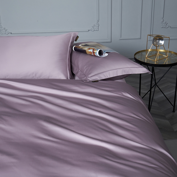 91家纺网 家纺一手货源 找家纺 洽想家 2025新款100支新疆长绒棉纯色双拼四件套 加仑紫-