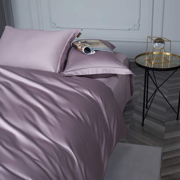 91家纺网 家纺一手货源 找家纺 洽想家 2025新款100支新疆长绒棉纯色双拼四件套 加仑紫-