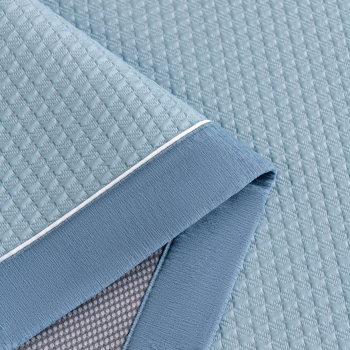 91家纺网 家纺一手货源 找家纺 小牛席业 2025经典款-千鸟格冷感豆豆席系列 床席款 蓝色