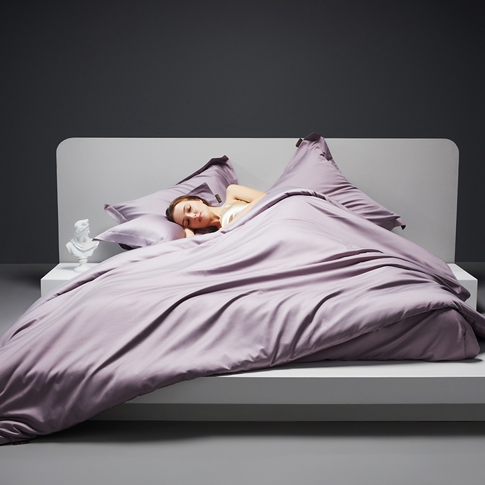 91家纺网 家纺一手货源 找家纺 洽想家 2025新款100支新疆长绒棉纯色双拼四件套 加仑紫-