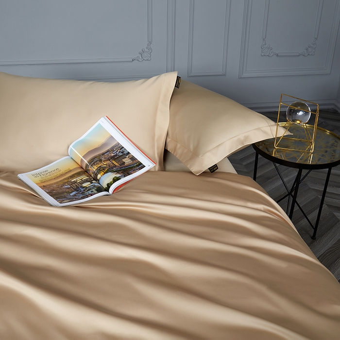 91家纺网 家纺一手货源 找家纺 洽想家 2025新款100支新疆长绒棉纯色双拼四件套 诺丁金-