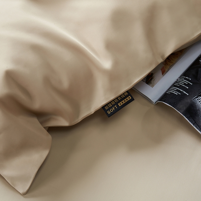 91家纺网 家纺一手货源 找家纺 洽想家 2025新款100支新疆长绒棉纯色双拼四件套 诺丁金-