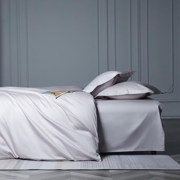 洽想家 2025新款100支新疆长绒棉纯色双拼四件套 沙滩灰-