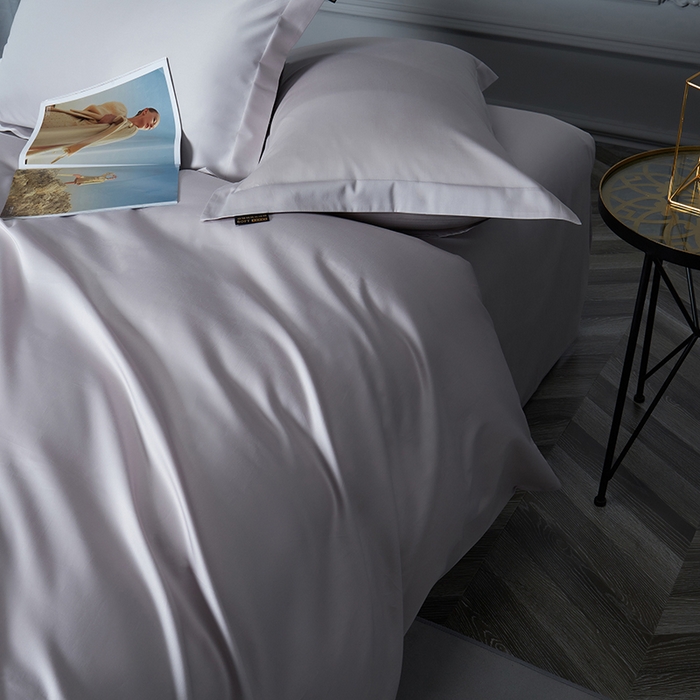 91家纺网 家纺一手货源 找家纺 洽想家 2025新款100支新疆长绒棉纯色双拼四件套 沙滩灰-