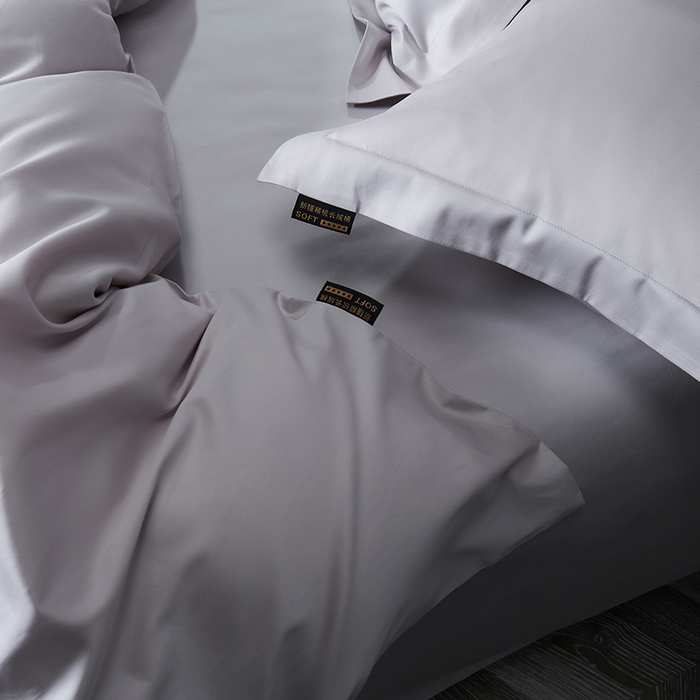 91家纺网 家纺一手货源 找家纺 洽想家 2025新款100支新疆长绒棉纯色双拼四件套 沙滩灰-