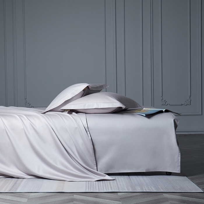 91家纺网 家纺一手货源 找家纺 洽想家 2025新款100支新疆长绒棉纯色双拼四件套 沙滩灰-