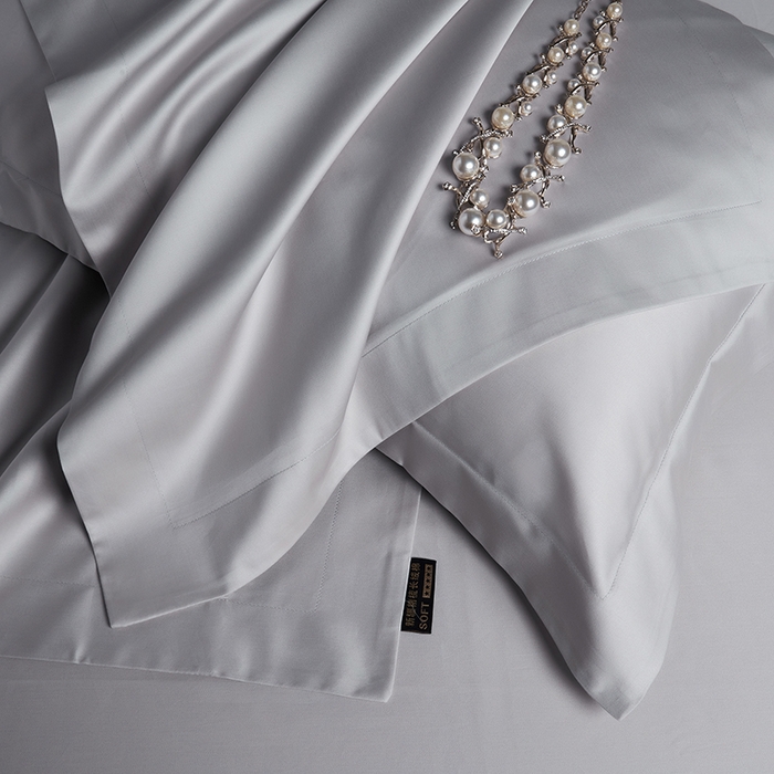 91家纺网 家纺一手货源 找家纺 洽想家 2025新款100支新疆长绒棉纯色双拼四件套 沙滩灰-