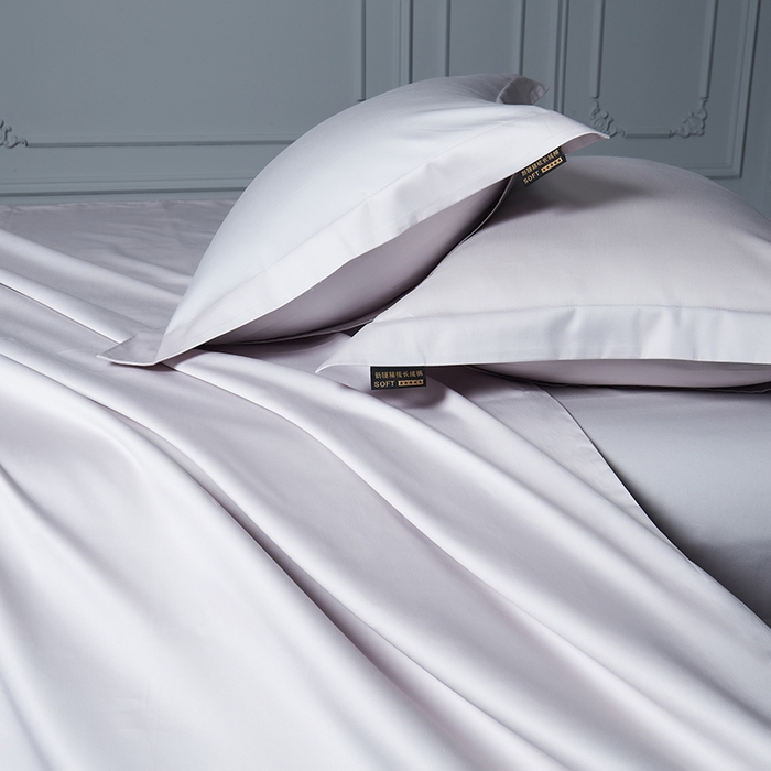 91家纺网 家纺一手货源 找家纺 洽想家 2025新款100支新疆长绒棉纯色双拼四件套 沙滩灰-