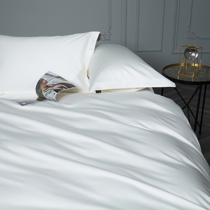 91家纺网 家纺一手货源 找家纺 洽想家 2025新款100支新疆长绒棉纯色双拼四件套 新月白-