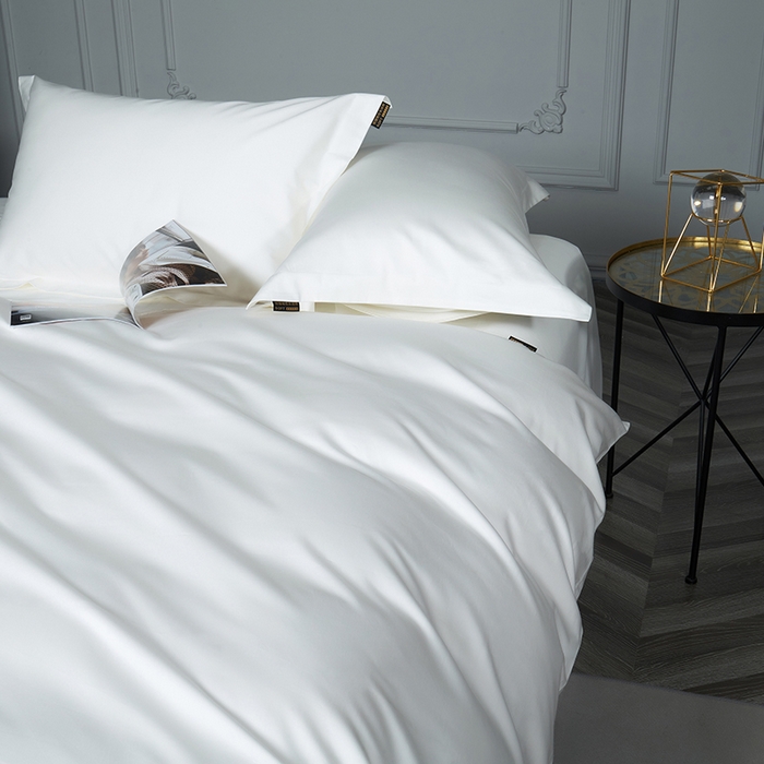 91家纺网 家纺一手货源 找家纺 洽想家 2025新款100支新疆长绒棉纯色双拼四件套 新月白-