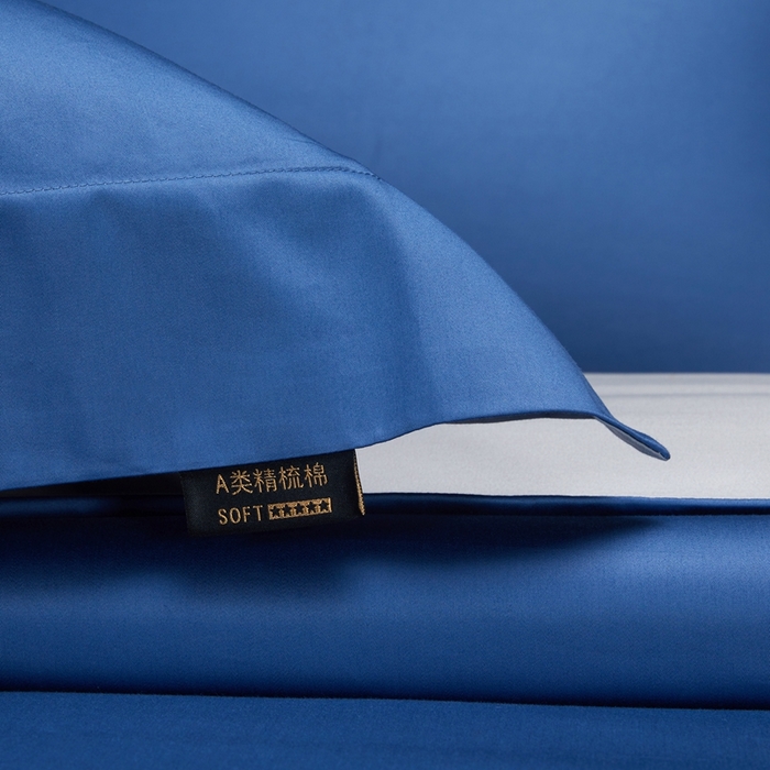 91家纺网 家纺一手货源 找家纺 洽想家 2025新款100支新疆长绒棉纯色双拼四件套 巴黎兰+柏林灰-