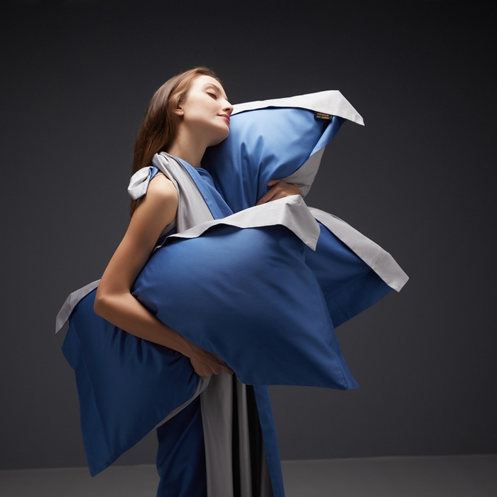 91家纺网 家纺一手货源 找家纺 洽想家 2025新款100支新疆长绒棉纯色双拼四件套 巴黎兰+柏林灰-