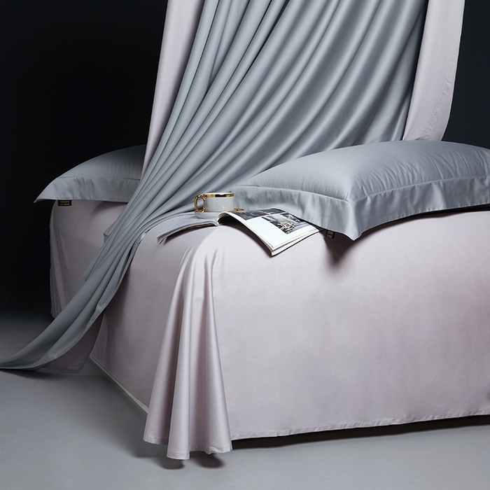 91家纺网 家纺一手货源 找家纺 洽想家 2025新款100支新疆长绒棉纯色双拼四件套 柏林灰+莫奈灰-