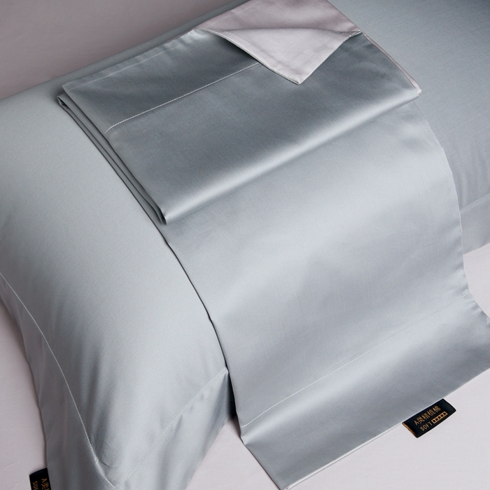 91家纺网 家纺一手货源 找家纺 洽想家 2025新款100支新疆长绒棉纯色双拼四件套 柏林灰+莫奈灰-