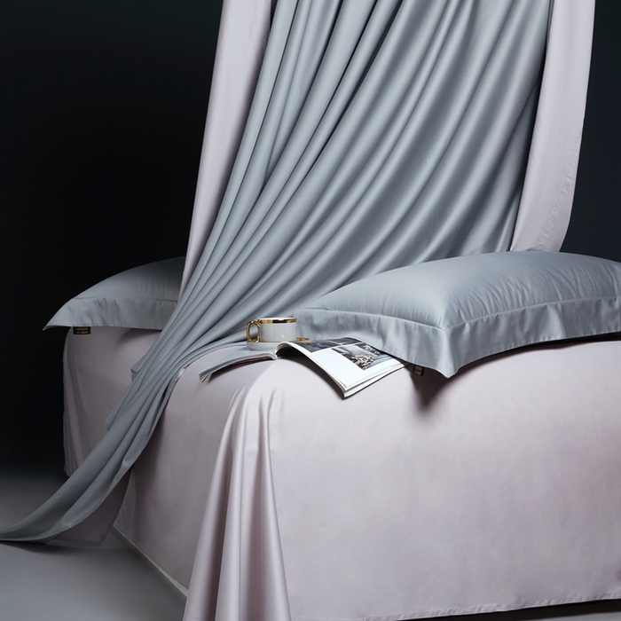 91家纺网 家纺一手货源 找家纺 洽想家 2025新款100支新疆长绒棉纯色双拼四件套 柏林灰+莫奈灰-