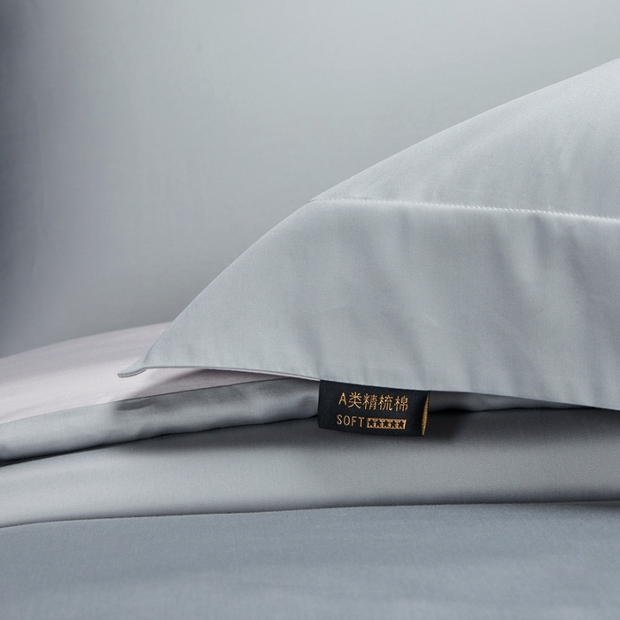 91家纺网 家纺一手货源 找家纺 洽想家 2025新款100支新疆长绒棉纯色双拼四件套 柏林灰+莫奈灰-