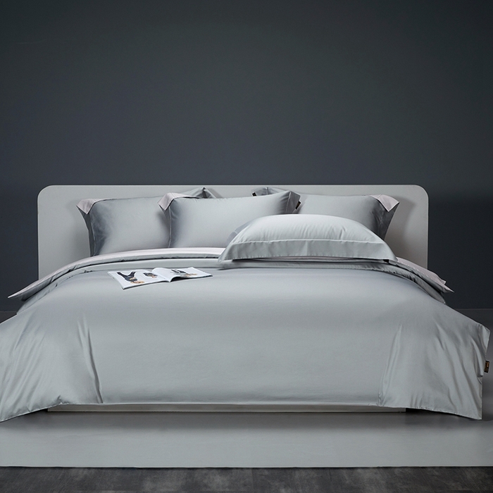 91家纺网 家纺一手货源 找家纺 洽想家 2025新款100支新疆长绒棉纯色双拼四件套 柏林灰+莫奈灰-