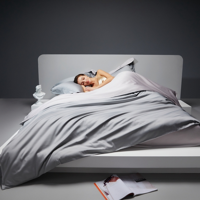 91家纺网 家纺一手货源 找家纺 洽想家 2025新款100支新疆长绒棉纯色双拼四件套 柏林灰+莫奈灰-